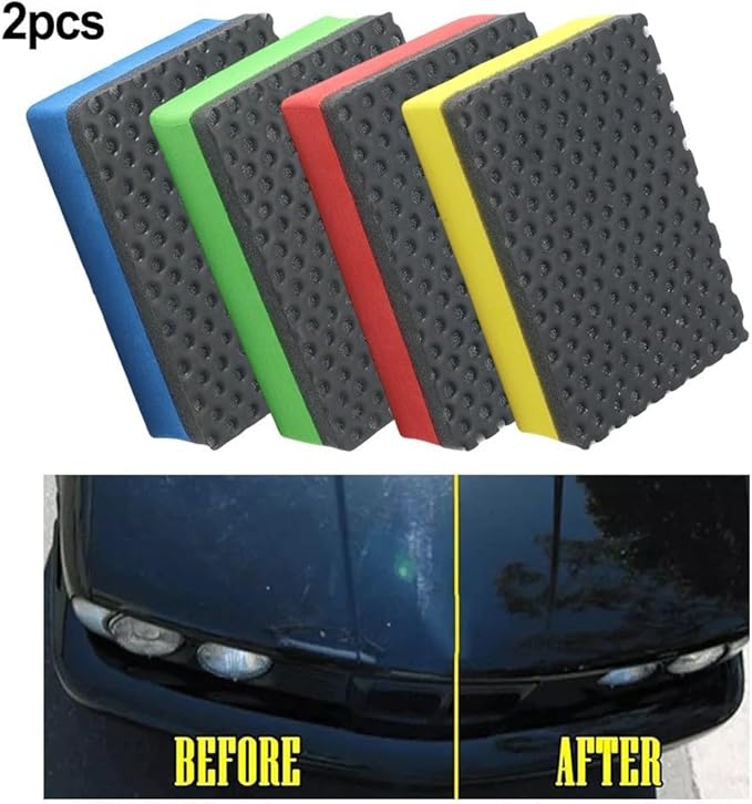 Car Detailing Clay Bar Kit 2 Sponge Blocks for Polishing and Dirt Removal (Green)