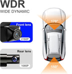 2026 New Osmo Dashcam Pro 3.0 4K Front and Rear Dash Cam, 4K + 1080P Dash Camera for Car with Night Vision (WiFi+GPS+128GB)