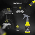 LANE'S Black & White Tire Cleaner Spray - Best Tire Cleaner for Black Tires, Rubber Restorer, Fast-Acting Formula for a Like-New Shine!