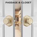 Brass Door Knob Dummy, Interior Pismo Doorknobs,Gold Door Knobs with Camelot Trim