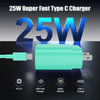 Essri Type C Charger Fast Charging for Samsung Galaxy S25/S24/S23/S22/Note 20,4Pack 25W Super USB C Fast Charger Block with (6ft+10ft) x2 Cables for iPhone 15/16 Pro Max/Plus, Android Phones - Green