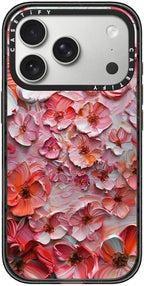 CASETiFY Impact iPhone 17 Pro Case [Slim/Compatible with Magsafe / 8.2 ft. 4X Military Grade Drop Protection] - Barcelona Flower Rose Garden - Clear Black