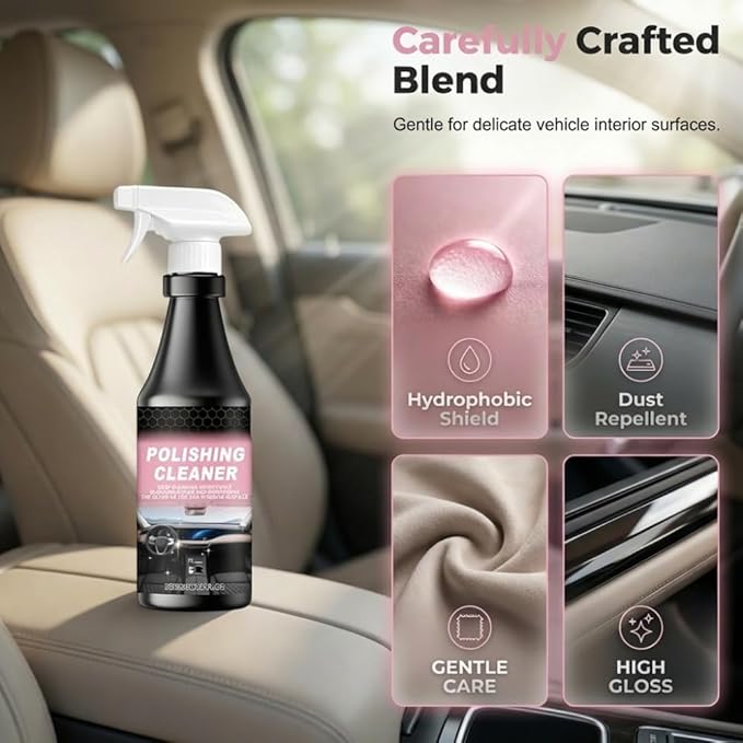 Car Interior Cleaner, 2026 New Polishing Cleaner Car Interior, Cleans & Protects Leather, Vinyl, Plastic, Rubber, Glass with a Streak-Free Finish, Polishing Cleaner Detailer Spray for Vehicle (2pcs)