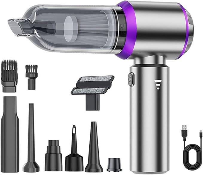 Car Vacuum Handheld Cleaner,Portable Cordless 21000Pa High Power Hand Held 3-Speed Adjustment and Multi-Nozzles Cleaner for Home, Car, Office, Pet Hair