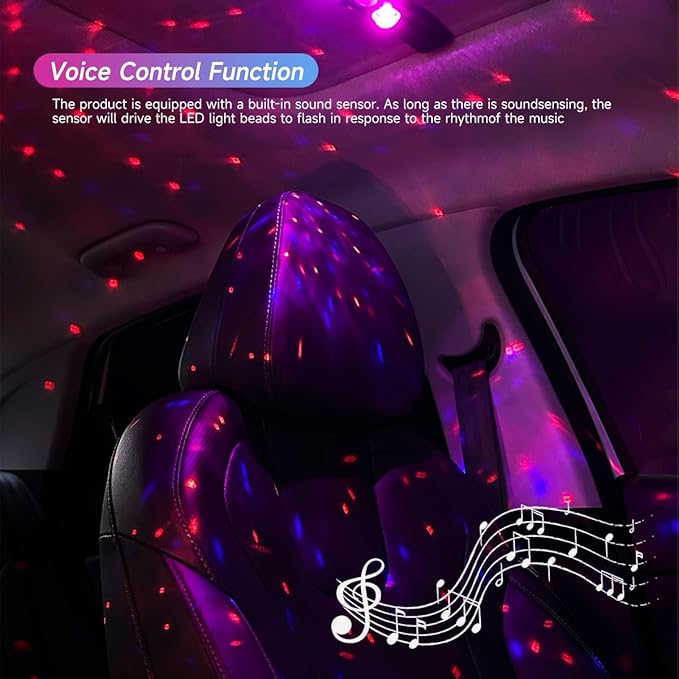 Car Led Lights Interior Wireless with Remote RGB Sound Control, USB Charge & Atmosphere Lights, Ambient Neon Accent Starry Lighting Kits, Wireless Interior Car Lights (1)