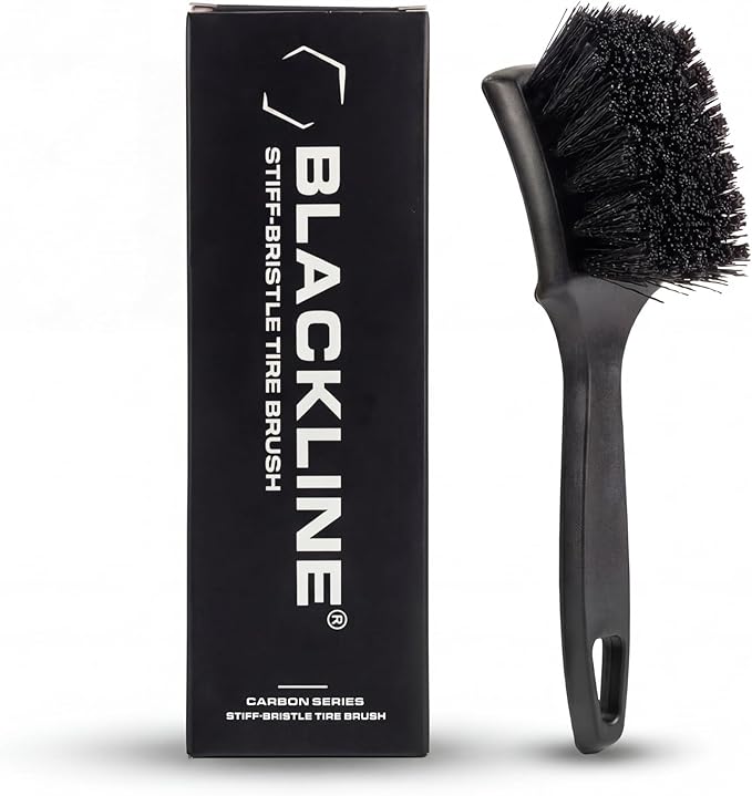 Blackline Stiff Bristle Tire Brush - Heavy Duty Car Detailing Tool for Tires - High-Performance Deep Cleaning Brush - Ideal for Tough Dirt & Grime Removal - Premium Auto Care Accessory
