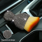 zipelo Auto Interior Dust Brush, Car Detailing Cleaning Brush with Diamond, Bling Handle Soft Bristles Dusting Tool, Scratch Free Dirt Clean Brushes for Vehicle Dashboard, Air Conditioner Vent (Gray)