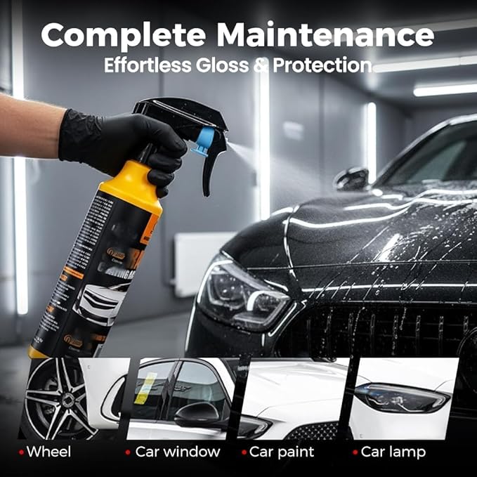 Car Coating Spray, 300ml Nano Hydrophobic Quick Coat For Auto Paint Protection, Easy Spray Wax Sealant For High Gloss Shine, Water Repellent Scratch Resistant Coating Kit With Microfiber Cloth (1Pcs)