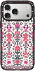 CASETiFY Impact iPhone 17 Pro Max Case [Slim/Compatible with Magsafe / 8.2 ft. 4X Military Grade Drop Protection] - Persian Floral - Rose - Clear Black