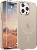SUPFINE Magnetic for iPhone 14 Pro Max Case(Compatible with MagSafe)(Military Grade Drop Protection) Slim Translucent Matte Shockproof with Anti-Fingerprint Phone Case,Desert Gold