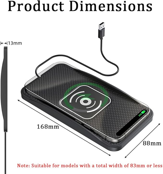 Wireless Car Charger Pad for Ford Explorer 2000-2026, Type-C/USB 20W Car Wireless Charger Non-Slip Phone Charging Pad Car Accessories,B 30cm Cable USB Plug