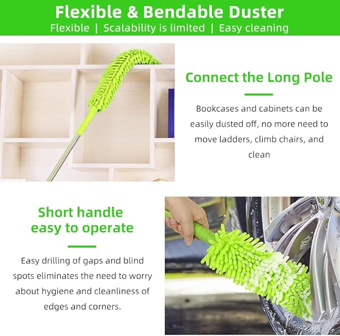 62" Car Wash Brush with Long Handle, Chenille Microfiber Car Wash Mop Mitt, Wheel Brush, Windshield Window Squeegee, Microfiber Towel, Gloves, Car Cleaning Brush Kit Supplies for Car,Truck,SUV,RV,Boat