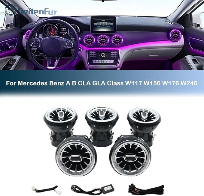 12 Colors Air Vent LED Ambient Light Atmosphere Lamp For Mercedes Benz A/B/CLA/GLA Class