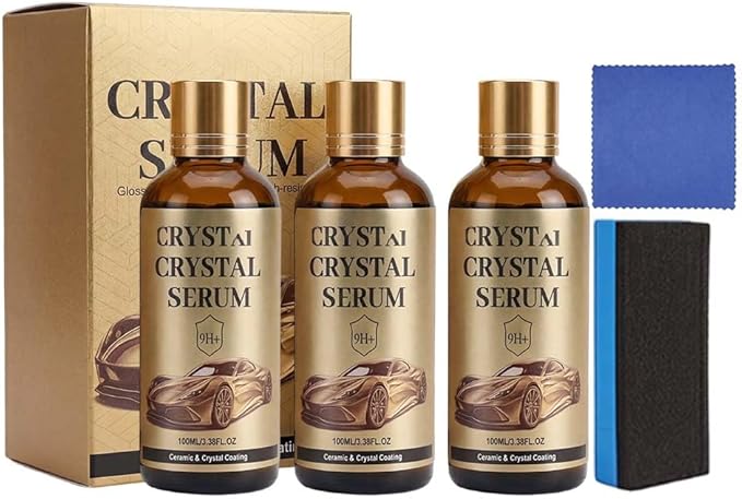 Crystal Serum - Ceramic Car Coating Kit – Advanced Graphene Ceramic Coatings for Cars, 9H Graphene Coating for Cars, Quick Effect Car Coatings Spray for Shine, for Paint, Glass & Wheel (3set)