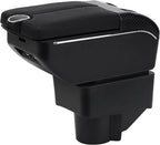 AULPHIKE Compatible with Ford Fiesta Armrest 3 2011-2018 Car Center Console Organizer Armrests Double Door Storage with USB Ports（Black Style）