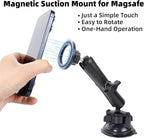 Magnetic Car Phone Holder for Magsafe, Ultra-Stable 360° Rotation Suction Cup Metal Phone Mount for Your Car Windshield Dashboard, Compatible with iPhone 16 Pro Max 15 14 13 12 Series