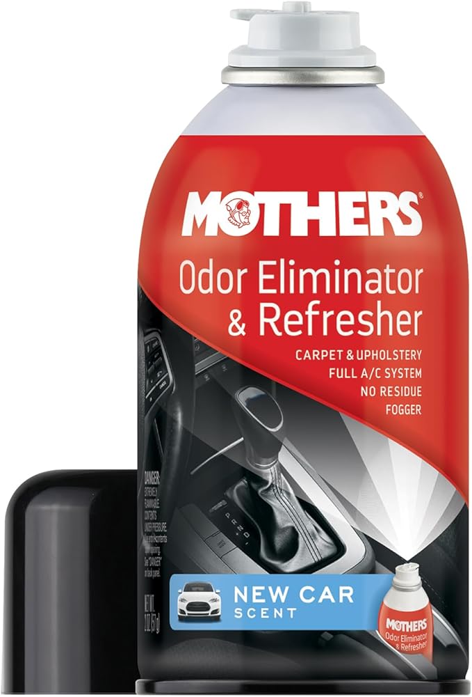 Mothers Odor Eliminator & Refresher, New Car Scent, 2 oz. Aerosol – Whole-Car Fogger Neutralizes Smoke, Pet, Food & Mildew Odors with CMM® Technology, Freshens Cabin & Vent Ducts (06811)