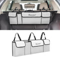 Car Trunk Organizer and Storage, Backseat Hanging Organizer for SUV, Truck, MPV, Waterproof, Collapsible Cargo Storage Bag with 4 Pockets, Car Accessories for Men and Women (Beige)