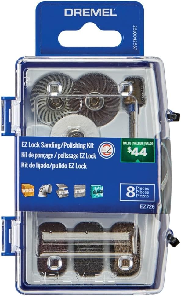 Dremel EZ726-01 EZ Lock™ Sanding & Polishing Rotary Accessory Micro Kit, 8 Piece Set