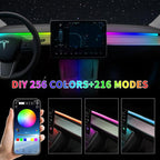 for Tesla Model 3 Y RGB Dreamcolor LED Neon Light Kits Dashboard Ambient Lighting Interior Lights 2025 2024 2023 2022 2021 Accessories Accessory, App & Remote & USB Hub, DC 12V