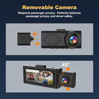 3 Channel Dash Cam Front Inside Rear, Uber Dash Cam for Cars, 2.5K Front + 1080P Cabin & Rear, 5GHz WiFi App Control, 24H Parking Mode, IR Night Vision, G-Sensor, Loop Recording, 64GB Included
