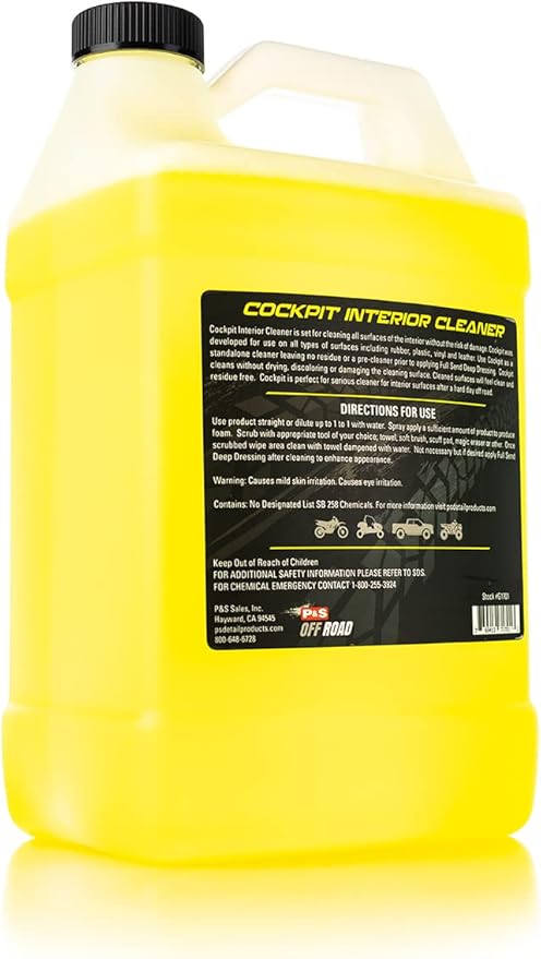 P&S Off Road Cockpit Interior Cleaner – Residue-Free for Plastics, Vinyl, Rubber & Leather – Safe & Ready-to-Use for ATVs, UTVs, Side-by-Sides & More - 1 Gallon