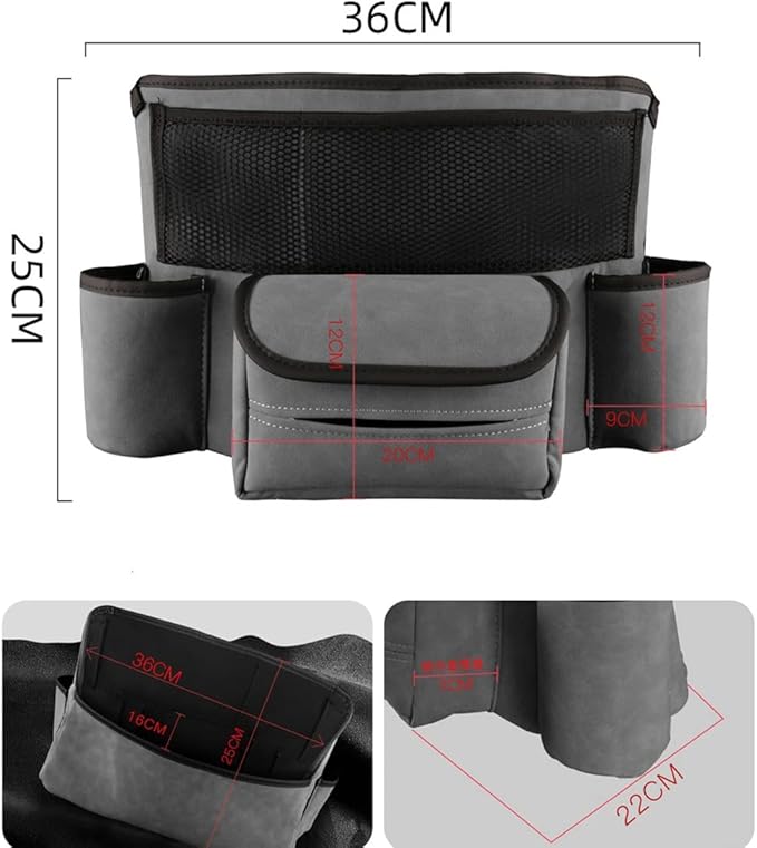 JEYODA Car Handbag Holder Between Seats Suede Large Capacity Car Purse Holder Automotive Consoles & Organizers for Document Phone Storage Car Organizer(1925-style 2 grey)