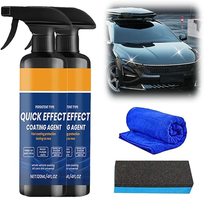 Quick Effect Coating Agent for Car, 2026 Upgraded Advanced Car Quick-acting Coating Agent Spray, Car Paint Wash Spray for Shine and Protection (2 Pcs)