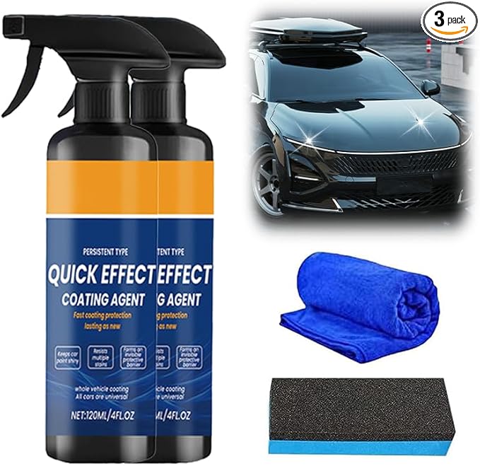 Advanced Car Quick-Acting Coating Agent Spray, Multifunctional Car Paint Protection, Easy to Use Waterless Car Wash Spray for Outdoor Detailing, Durable Car Agent Spray for Car Owners (2 Pcs)