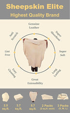 SHEEPSKIN ELITE Chamois Car Drying Towel XL Mega Size (5.7-6.2 sq ft) Chamois Cloth for Car Wash Towels Drying Real Leather Absorbent Fast Drying Natural Chamois Car Wash Cloth (5.7-6.2 sq ft)