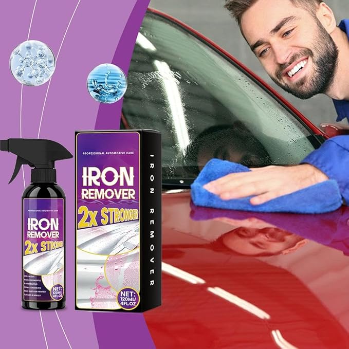 Iron Remover Car Detailing, Multipurpose Iron Powder Remover Spray, IronDecon Spray, Pulls Out Brake Dust, Rust & Fallout, for Motorcycle Tires, Brake Calipers, Boats, RVs, and Painted Surfaces