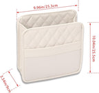 Car Seat Organizer Backseat with Storage Pockets, PU Leather Vehicle Backseat Hanging Storage Pocket, Multipurpose Automotive Travel Essentials Accessories, Universal for Most Cars (Beige)