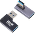 2pcs USB Male to Female Angled Adapter Upward Bending Connector for Laptops High Hardness USB Extender with Space-Saving Design Compatible with Various Devices