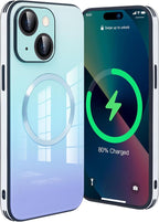 Guppy Compatible with iPhone 14 Plus with MagSafe Case, Magnetic Gradient Case with MagSafe Charging, Gradient Glass Back Cover with Lens Film-Black