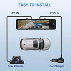 Rear View Mirror Camera, 3 Channel Mirror Dash Cam Front Rear and Inside, 11" Triple Rearview Mirro with 128GB Card, Backup Camera for Car Trucks with WiFi,Reverse Assist,Night Vision,Parking Monitor