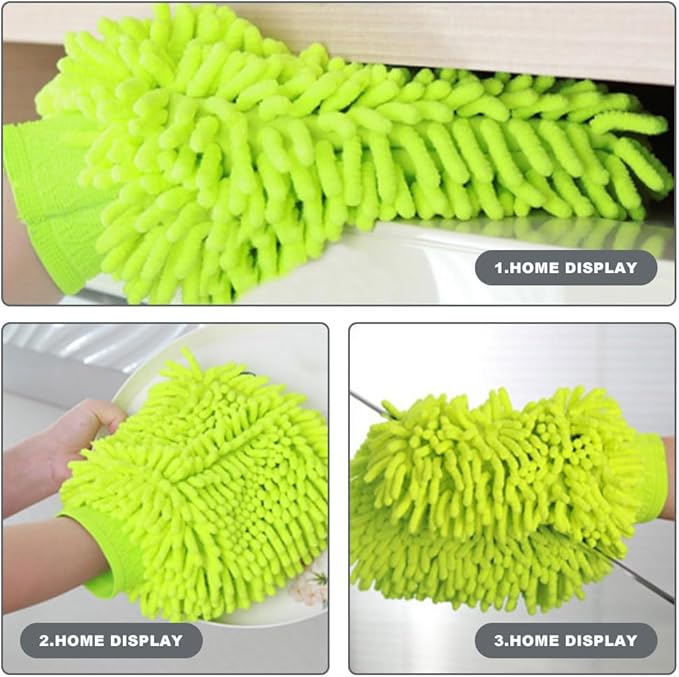 2PCS Car Wash Mitt, Wash Mitts for Car Washing, Chenille Premium Scratch-Free Microfiber Wash Mitt, Double-Sided Car Washing Gloves, Universal Car Accessories for Car, Truck, SUV
