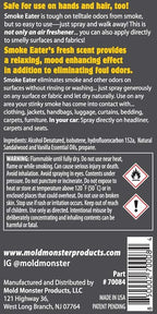 Smoke Eater Odor Eliminator Aerosol Spray, Sandalwood Vanilla, 3.5 oz — Tea Tree Oil Breaks Down Smoke at the Molecular Level
