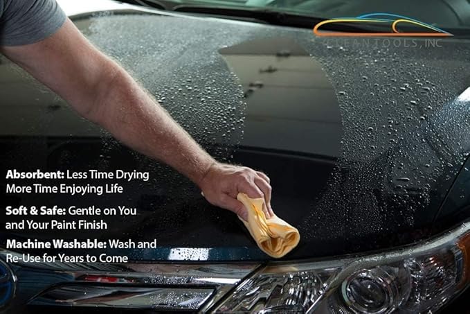 The Absorber® Large 27-Inch x 17-Inch - Synthetic Premium Drying Chamois Cloth for Car - Super Absorbent, Scratch-Free and Washable (Orange)