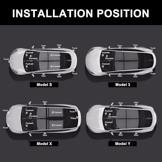 4 Pcs Interior LED Lights Bulbs Kit Compatible with Tesla Model 3, Y, X, S, Super Bright Replacement Light Bulbs for Footwell, Door Puddle, Trunk, Frunk - for Tesla Accessories (Yellow)