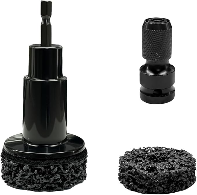 Wheel Hub Resurfacing Kit, Car Wheel Hub Rust Removal Tool Brake Hub Cleaning Kit for Lug Studs and Rotors, Inner Rim Cleaner Tool Fits Power Drill or 1/2" Impact Driven Wrenches (Black)