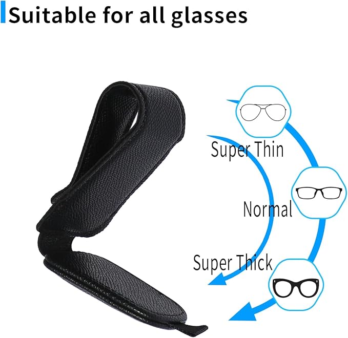 Yuoyar 2 Packs Magnetic Sunglass Holder for Car Visor - Universal Sunglasses Clip for Different Size Eyeglasses - Convenient Interior Car Accessories (Black)