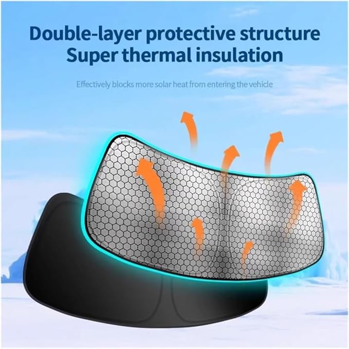 Graphene Car Windshield Sun Shade for MINI Clubman 2008-2014 2016 2017 2018 2019 2020 2021 2022 2023 2024, Foldable Automotive Windshield Sunshades,Dashboard Protection, UV Protection Silver_L
