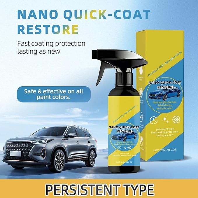 Nano Quick Coat Restore Coating Spray, 2026 Advanced Automobile Quick-Acting Coating Agent for Car, Long-Lasting Car Showroom Gloss with Dust Proof and Glazing Effects (3pcs)
