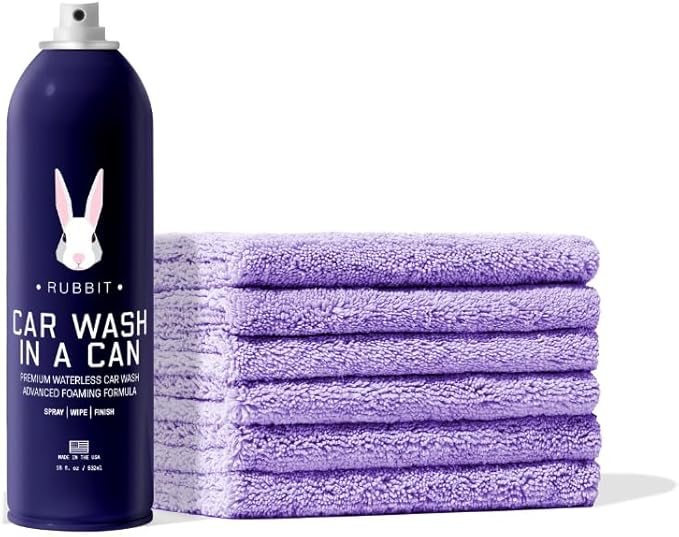 Car Wash In A Can™ Kit, Premium Waterless Car Wash Spray, Ready-to-Use Formula, 1 Can + 6 Microfiber Towels, Up to 3 Washes per Can, Scratch-Free Formula (1 Can 6 Towels)