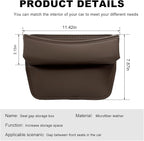 DXNQ Large Capacity Car Seat Gap Filler Organizer, Leather Car Front Seat Slot Storage Box Keeps Car Tidy, Portable Car Seat Gap Filler with 2 Charge Holes for Phones Glasses Keys Cards (Brown)