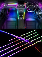 Dreamcolor Acrylic Interior Car LED Strip Lights, Car Ambient Lighting Kit with APP Control, Decorative Lights with Dynamic Chasing Sync to Music, RGB Neon Lighting (18 in 1)