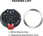 Magnetic Tripod Mount Adapter with 1/4" Threads & Multi-Angle Arri Holes Code Shoe, MagSafe Compatible Stand for iPhone 17 Pro Max, 16 Plus, 15, 14, 13 Mini (ME60S)