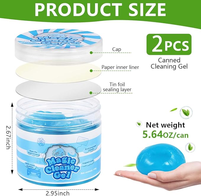 SenseYo 2 Pack Car Cleaning Gel Putty Slime, Car Interior Cleaner Detailing Tools for Notebook Keyboard Camera