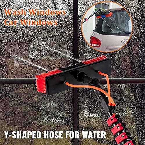 Telescopic Window Cleaning Brush Kit - 3.6-10.8M Extendable Pole with Water Fed System Squeegee Roof & Solar Panel Cleaner for Outdoor Glass & Windows
