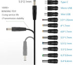 12V Car Charger(Max 10A) + 5V DC Power Cable,with 11 Connectors for DVD Player,Camera,GPS,Bluetooth Speakers,Shaver Fans